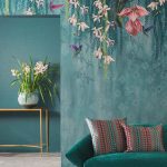 25-a-moody-space-with-catchy-flora-and-fauna-wallpaper-that-imitates-hanging-blooms-over-the-furniture