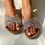 Mii- Rock Candy In Multicolor Criss Cross Slides